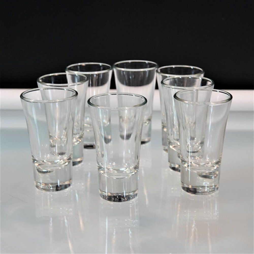 Tequila Shooter 8 Shot Glasses Clear Glass Thick
